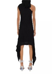 Burberry Ruched One-Shoulder Midi-Dress