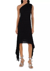 Burberry Ruched One-Shoulder Midi-Dress
