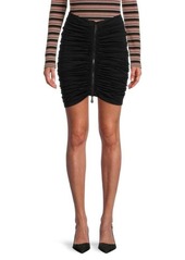 Burberry Ruched Zip Front Mini Skirt