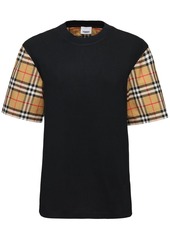 Burberry Serra Cotton T-shirt W/ Check Sleeves