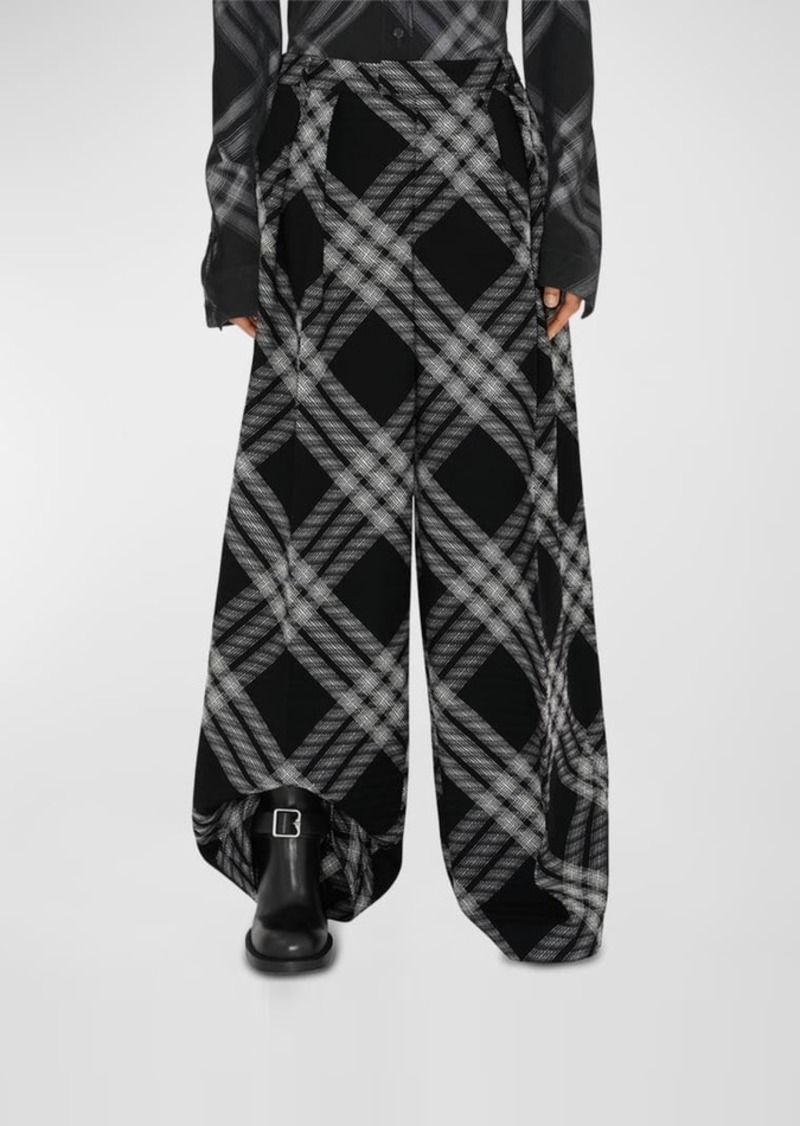 Burberry Signature Check Wide-Leg Trousers