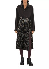 Burberry Snug Check Pleated Wool-Blend Skirt