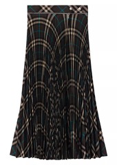 Burberry Snug Check Pleated Wool-Blend Skirt