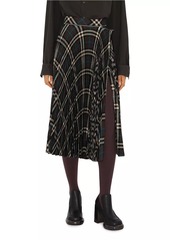 Burberry Snug Check Pleated Wool-Blend Skirt