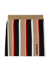 Burberry striped embroidered-logo skirt