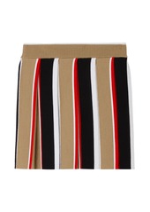 Burberry striped embroidered-logo skirt