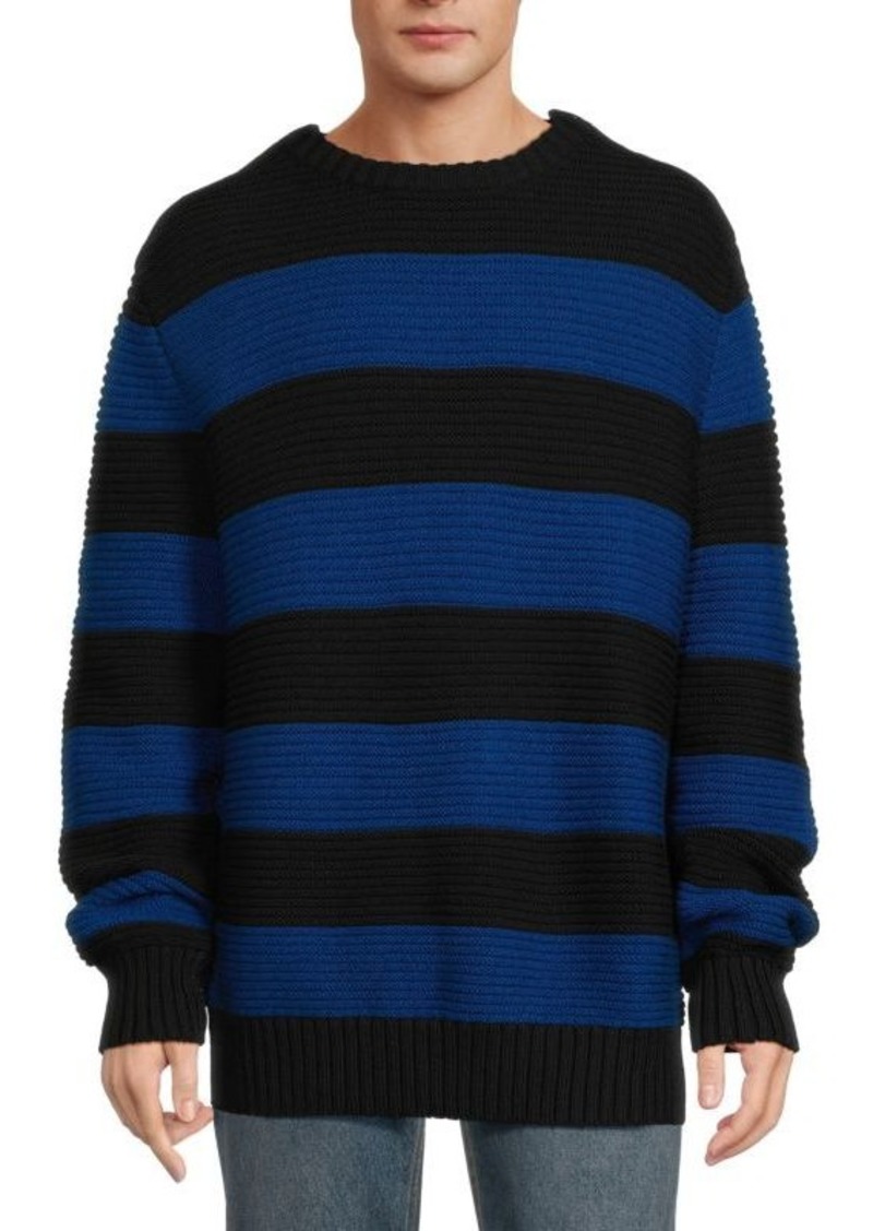 Burberry Striped Rib Knit Wool Blend Sweater