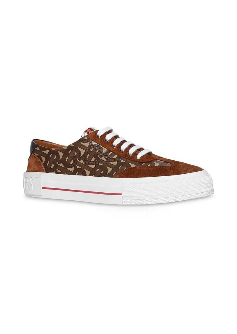 burberry suede detail monogram stripe sneakers