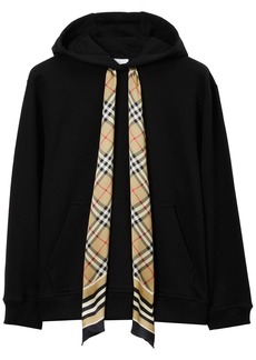 Burberry tartan-scarf cotton hoodie