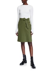 Burberry Two-Tone Silk-Top Dress with Wool Knit Skirt