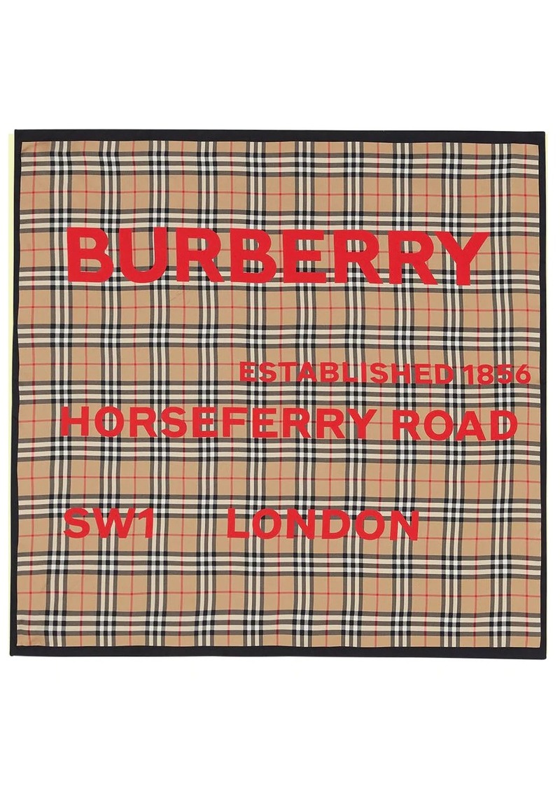 burberry check print silk scarf