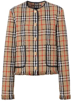 Burberry Vintage-Check Bouclé collarless jacket