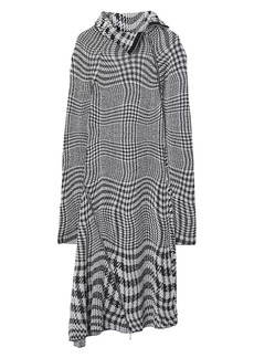 Burberry Warped Houndstooth Wool-Blend Asymmetric Dress
