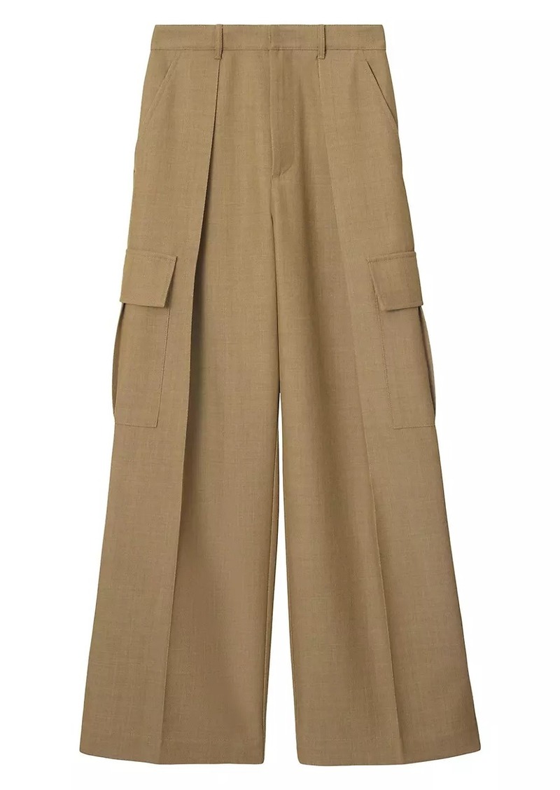 Burberry Wide-Leg Wool Cargo Pants