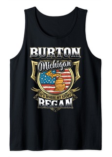 Burton Michigan USA Flag 4th Of July Tank Top