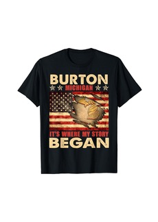 Burton Michigan USA Flag Independence Day T-Shirt