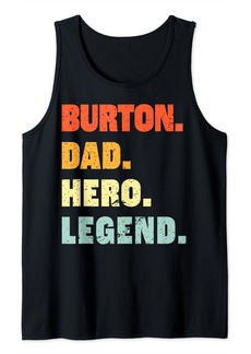 Mens Burton Dad Hero Legend Personalized Custom Name Fathers Day Tank Top