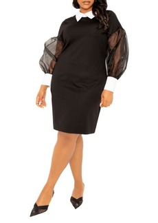 BUXOM COUTURE Contrast Long Sleeve Dress