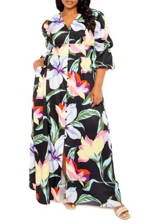 BUXOM COUTURE Floral Puff Sleeve Maxi Dress