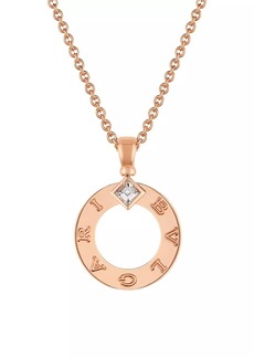 BVLGARI BVLGARI 18K Rose Gold & 0.09 TCW Diamond Circle Pendant Necklace