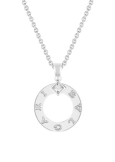 BVLGARI BVLGARI 18K White Gold & 0.09 TCW Diamond Circle Pendant Necklace
