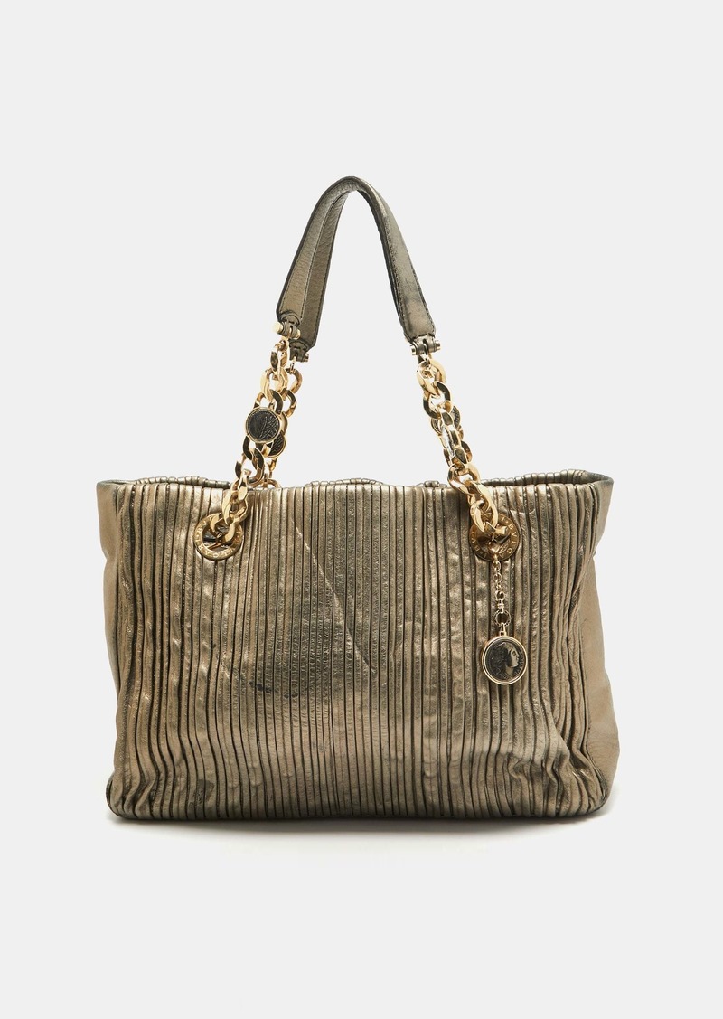 Bvlgari Leather Monte Plisse Shopper Tote