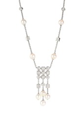 BVLGARI Lucea Pearl & Diamond Drop Necklace in 18K White Gold 1.56 CTW