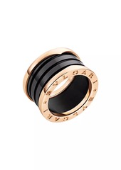 Bvlgari B.zero1 18K Rose Gold & Black Ceramic 4-Band Ring