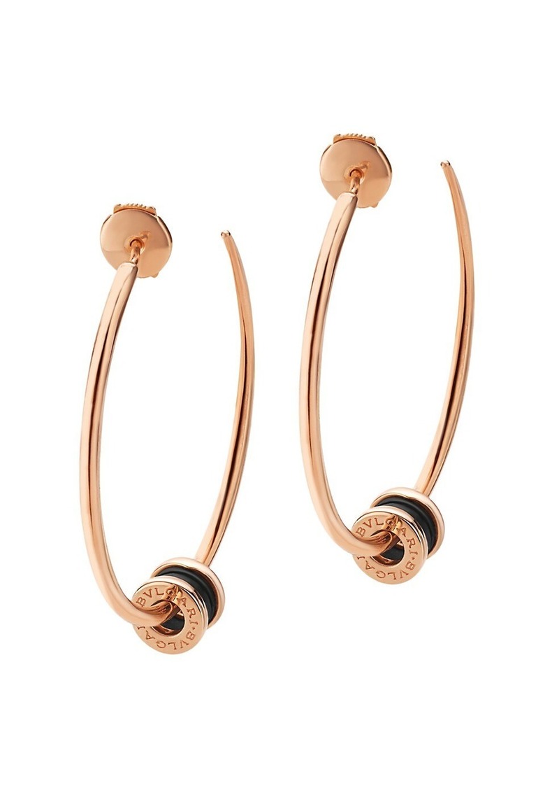 Bvlgari B Zero1 18k Rose Gold Black Ceramic Large Hoop Earrings Jewelry