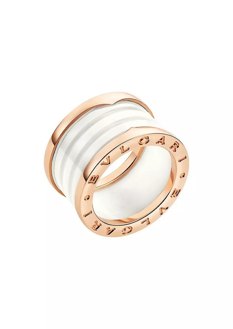 Bvlgari B.zero1 18K Rose Gold & White Ceramic 4-Band Ring