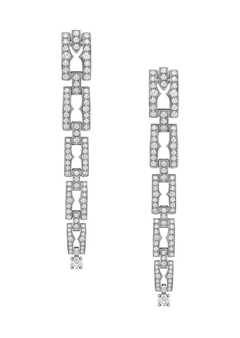 Bvlgari B.zero1 18K White Gold & 1.41 TCW Diamond Chain Earrings