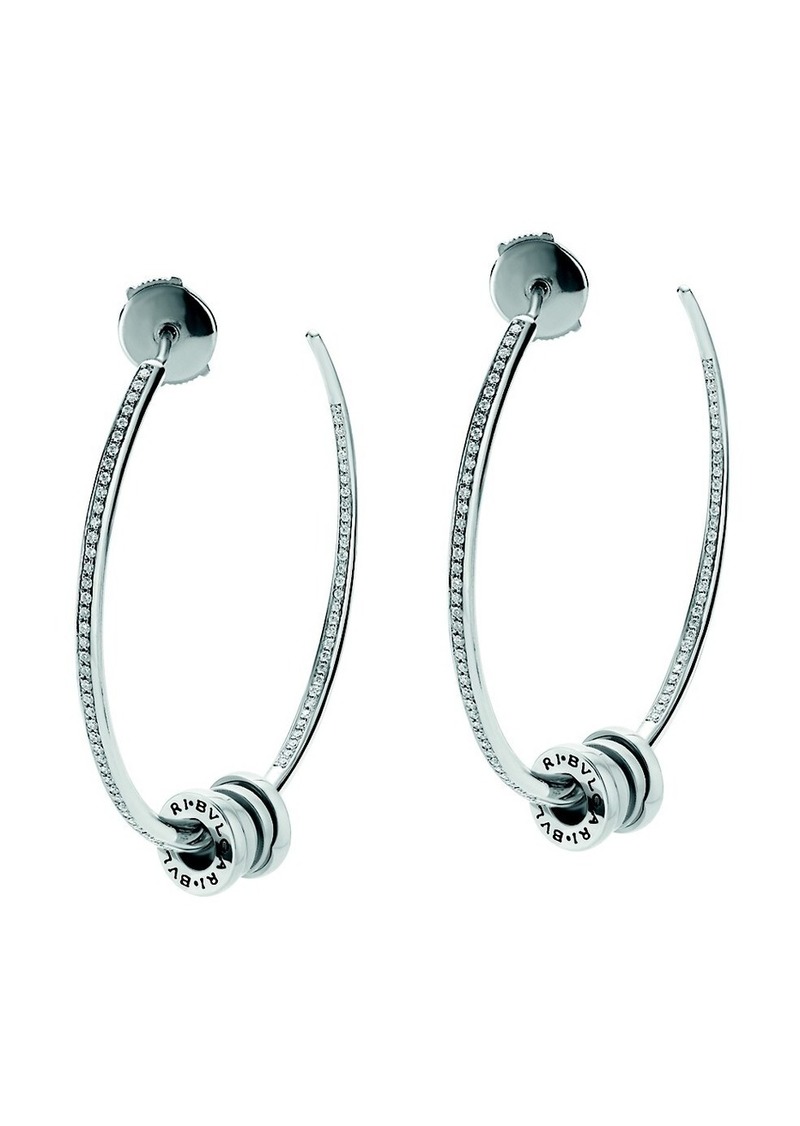 Bvlgari B Zero1 18k White Gold Diamond Large Hoop Earrings Jewelry