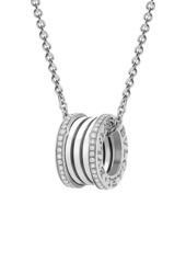 Bvlgari B.zero1 18K White Gold & Diamond Pendant Necklace