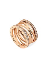 Bvlgari B.zero1 Design Legend 18K Rose Gold & Diamond 4-Band Ring