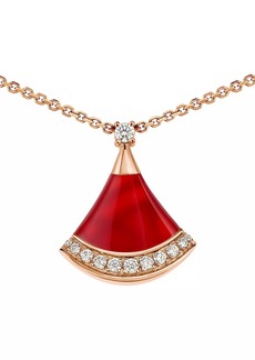 Bvlgari Divas' Dream 18K Rose Gold, Carnelian & 0.13 TCW Diamond Pendant Necklace