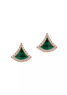 Bvlgari Divas' Dream 18K Rose Gold, Malachite, & Diamond Stud Earrings