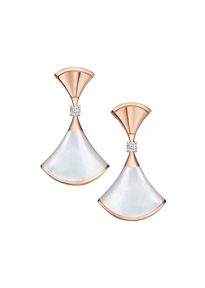 Bvlgari Divas' Dream 18K Rose Gold, Mother-Of-Pearl & Diamond Earrings