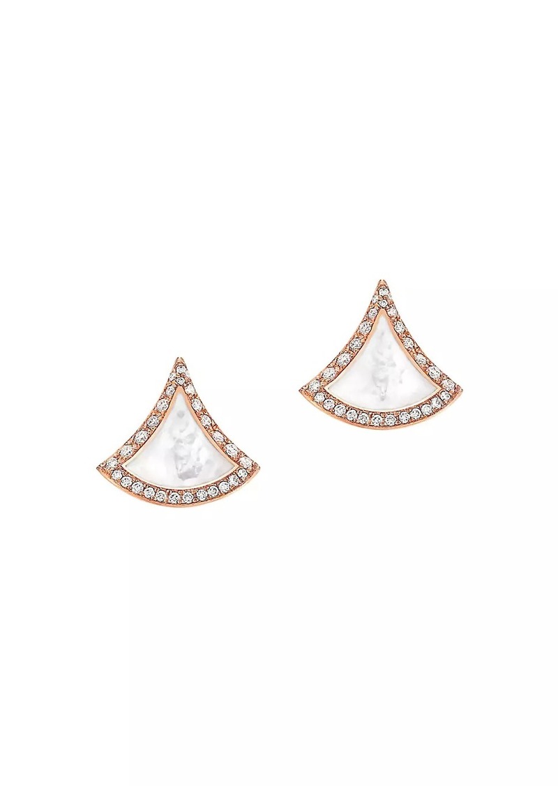 Bvlgari Divas' Dream 18K Rose Gold, Mother-Of-Pearl, & Diamond Stud Earrings