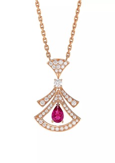 Bvlgari Divissima 18K Rose Gold, 0.46 TCW Diamond & Rubellite Pendant Necklace