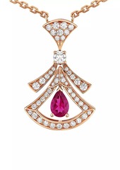 Bvlgari Divissima 18K Rose Gold, 0.46 TCW Diamond & Rubellite Pendant Necklace