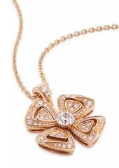 Bvlgari Fiorever 18K Rose Gold & 0.60 TCW Diamond Flower Pendant Necklace