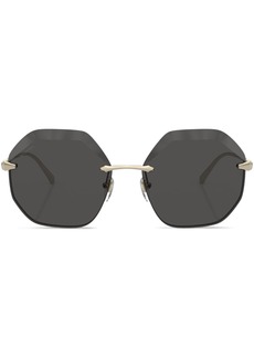 Bvlgari geometric-frame engraved-logo sunglasses