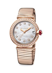 Bvlgari LVCEA 18K Rose Gold & Diamond Tubogas Bracelet Watch