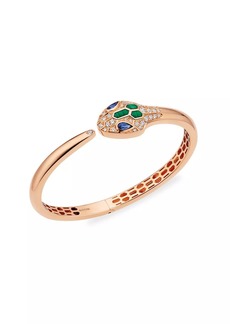 Bvlgari Serpenti Seduttori 18K Rose Gold, Diamond, Blue Sapphire & Malachite Bangle Bracelet