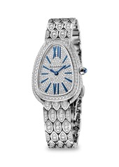 Bvlgari Serpenti Seduttori 18K White Gold & Full Diamond Pavé Bracelet Watch