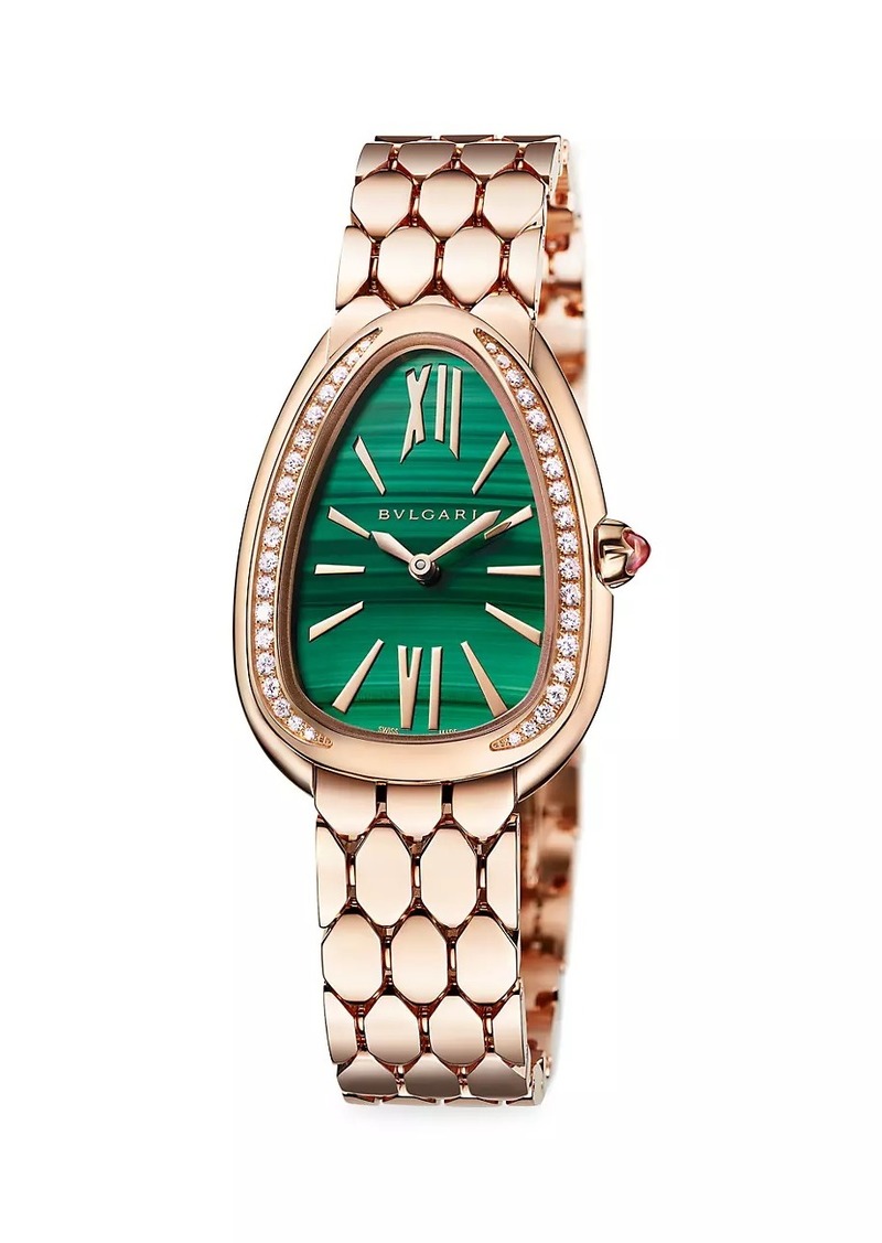 Bvlgari Serpenti Seduttori Rose Gold, Diamond & Malachite Dial Bracelet Watch