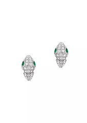 Bvlgari Serpenti Tubolare 18K White Gold, Diamond & Emerald Earrings