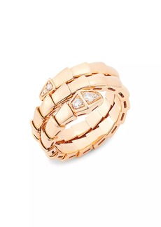 Bvlgari Serpenti Viper 18K Rose Gold & Diamond 2-Coil Ring