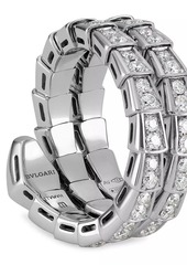 Bvlgari Serpenti Viper 18K White Gold & Pavé Diamond 2-Coil Ring