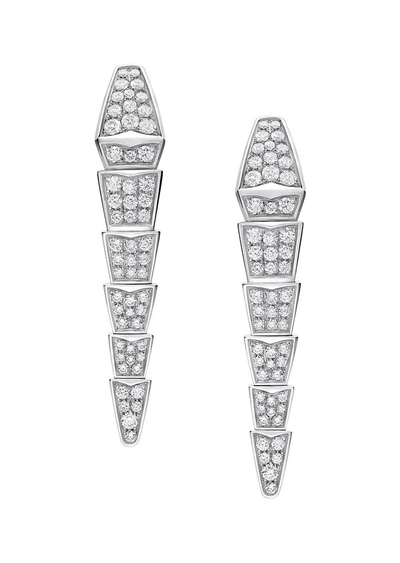 Bvlgari Serpenti Viper 18K White Gold & Pavè Diamond Drop Earrings